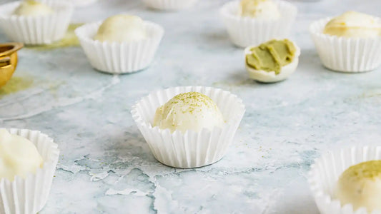 matcha truffles recipe with creamy ganache filling and white chocolate coating