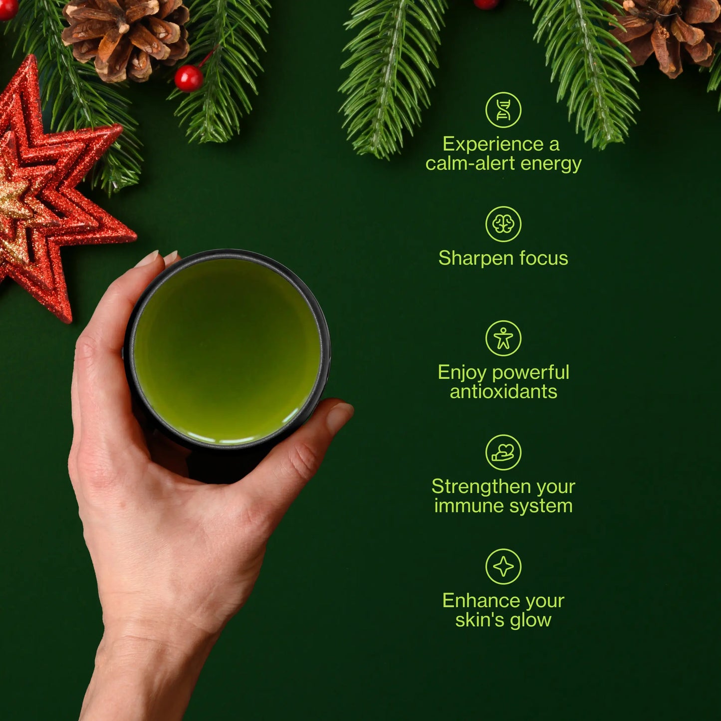 Groene thee adventskalender met theepot