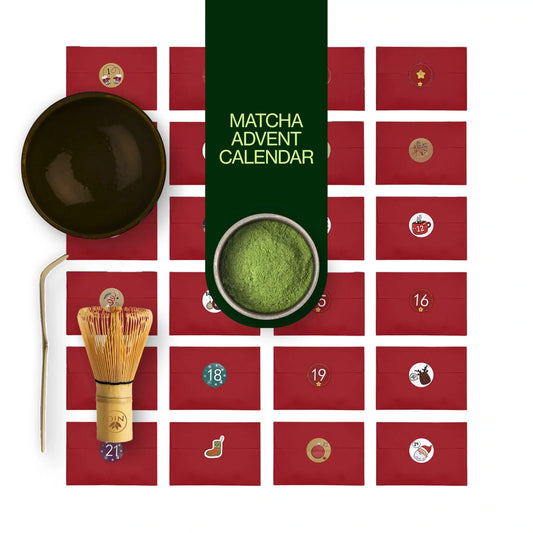 Matcha thee adventskalender 2024 met Whisk, Chawan en Chashaku