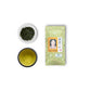 Gyokuro Kagoshima Sasa Hime: Productverpakking, Gyokuro bladeren en gebrouwen Gyokuro thee in een kopje