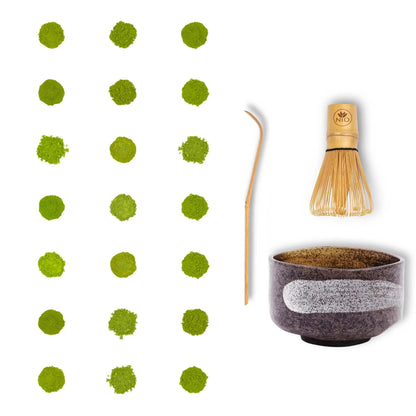 Matcha-thee-proefpakket van 21 stuks met Matcha-garde en Matcha-kom